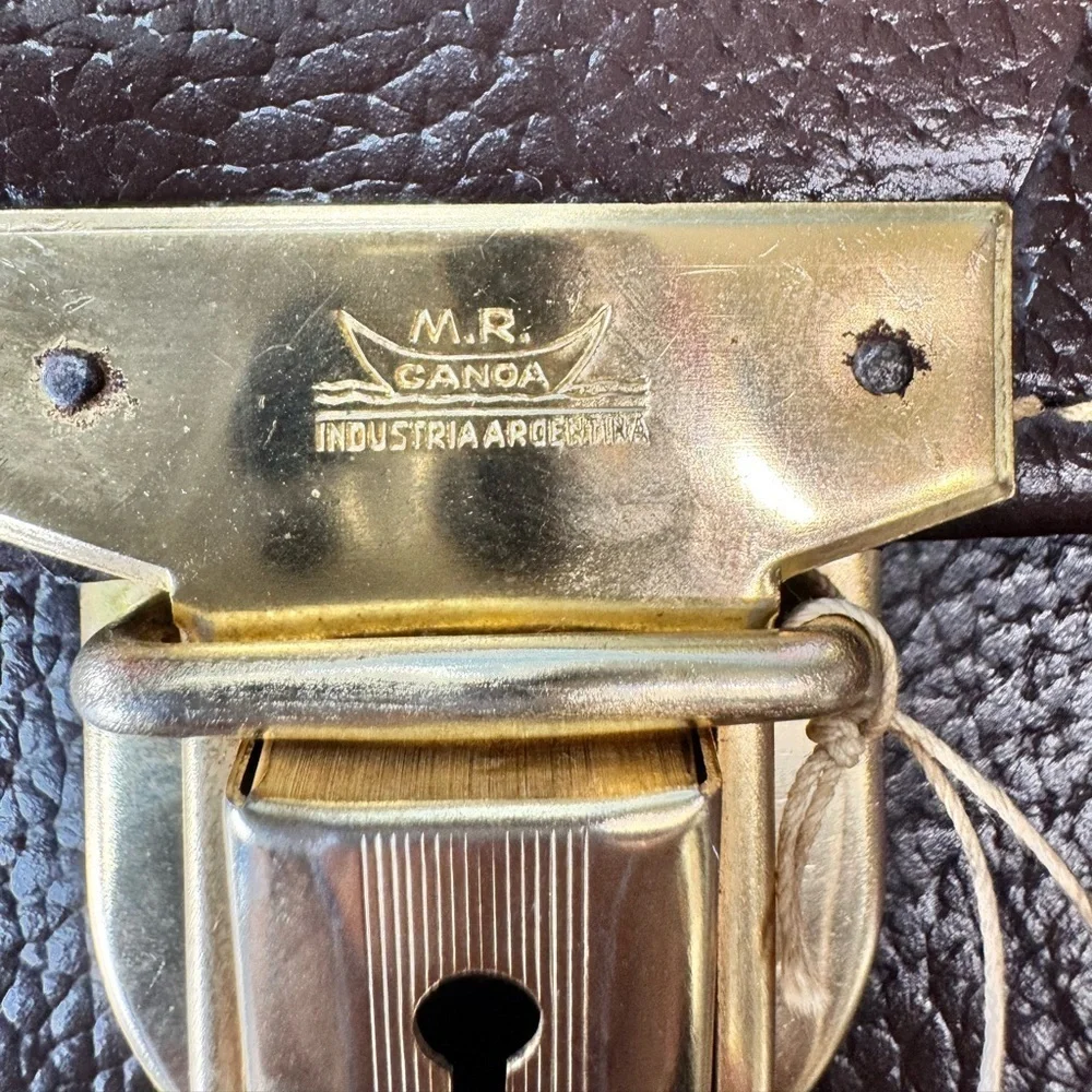 Vintage .Brown Leather Bag with Gold Lock